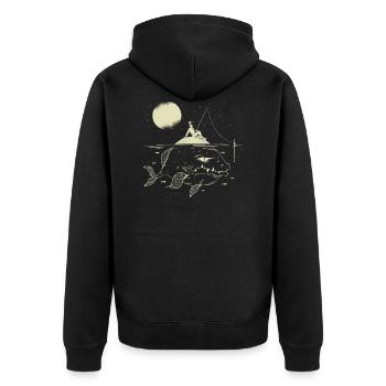 Pêcher pêche rétro rétro pêcheur vintage - Veste à capuche bio Premium Unisexe - noir - Dos - Nico (187cm)