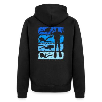 Vintage Retro Diving Diver - Unisex Premium Organic Zip Hoodie - black - Back - Nico (187cm)