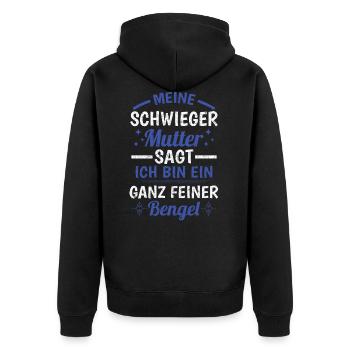 Schwiegermutter Traum Schwiegersohn - Unisex Premium Bio Zip Hoodie - Schwarz - Hinten - Nico (187cm)