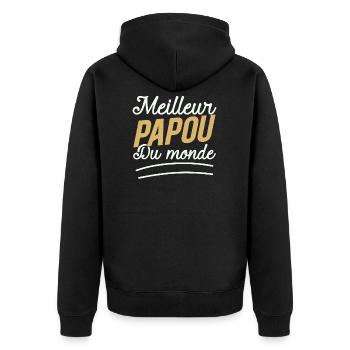 Der Vatertag der Welt - Unisex Premium Bio Zip Hoodie - Schwarz - Hinten - Nico (187cm)