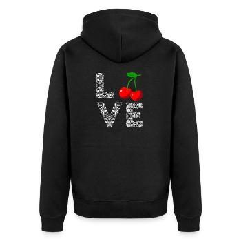 Cerise cerise battement de coeur fruit cerises - Veste à capuche bio Premium Unisexe - noir - Dos - Nico (187cm)