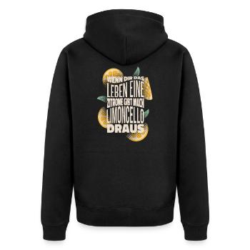 Quand la vie te donne un citron fais LIMONCELLO - Veste à capuche bio Premium Unisexe - noir - Dos - Nico (187cm)