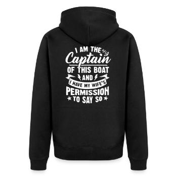 Funny Boating Captain Husband - Unisex Premium Bio Zip Hoodie - Schwarz - Hinten - Nico (187cm)