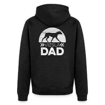 Magyar Vizsla Design für deinen Vizsla Papa - Unisex Premium Bio Zip Hoodie - Schwarz - Hinten - Nico (187cm)