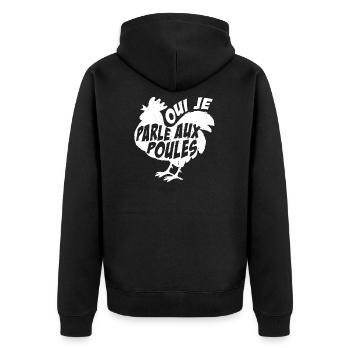Poule Oui Je Parle Aux Poules Humour Jardinier - Veste à capuche bio Premium Unisexe - noir - Dos - Nico (187cm)