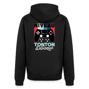 Futur Tonton Gamer Annonce Grossesse Oncle Geek - Veste à capuche bio Premium Unisexe - noir - Dos - Nico (187cm)