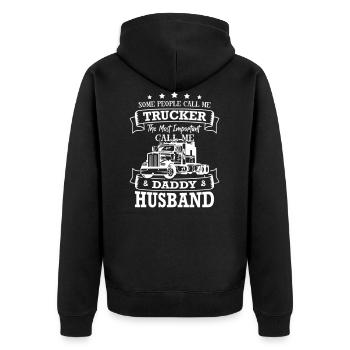 Truck Driver Trucker Daddy Husband Father Day - Unisex Premium Bio Zip Hoodie - Schwarz - Hinten - Nico (187cm)