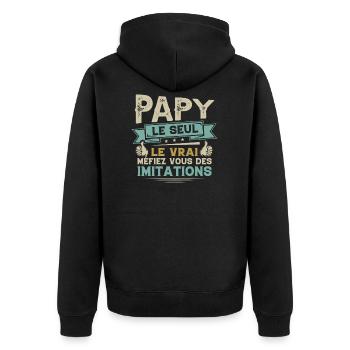 Papy Le Seul Le Vrai Cadeau Grand Père Humour - Veste à capuche bio Premium Unisexe - noir - Dos - Nico (187cm)