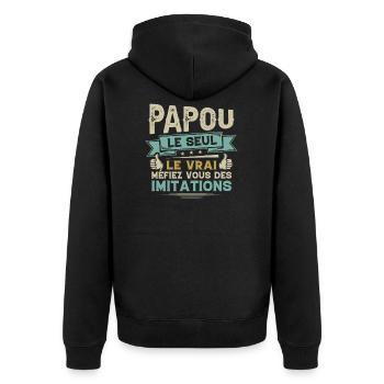 Papou Le Seul Le Vrai Cadeau Fête Des Pères - Veste à capuche bio Premium Unisexe - noir - Dos - Nico (187cm)