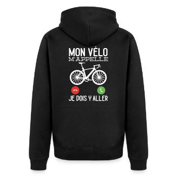 Mon Vélo M'appelle Cadeau Cycliste Humour - Veste à capuche bio Premium Unisexe - noir - Dos - Nico (187cm)