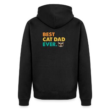 Vintage Best Cat Dad Daddy Retro - Unisex Premium Organic Zip Hoodie - black - Back - Nico (187cm)