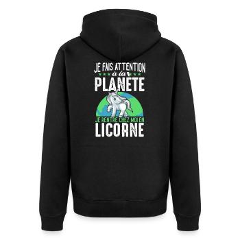 Je Rentre En Licorne Humour Environnement Écologie - Veste à capuche bio Premium Unisexe - noir - Dos - Nico (187cm)