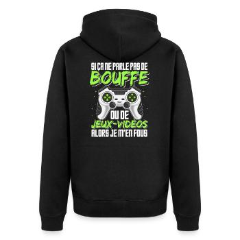 Jeux Vidéo Humour Bouffe Idée Cadeau Gamer Ado - Veste à capuche bio Premium Unisexe - noir - Dos - Nico (187cm)