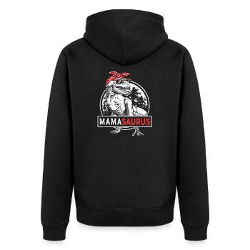 Mama Sauraus Dino Mamasaurus Rex Dinosaur - Unisex Premium Organic Zip Hoodie - black - Back - Nico (187cm)
