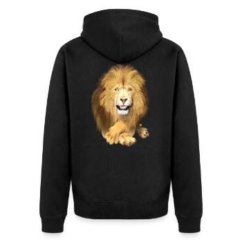 Lion couché, détendu - Veste à capuche bio Premium Unisexe - noir - Dos - Nico (187cm)