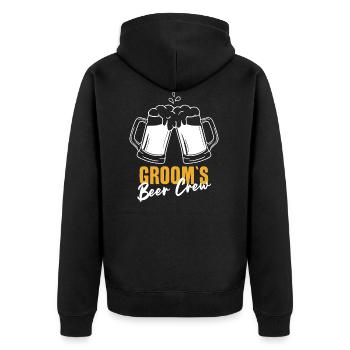 BRÄUTIGAM JGA JUNGGESELLENABSCHIED BIER CREW - Unisex Premium Bio Zip Hoodie - Schwarz - Hinten - Nico (187cm)