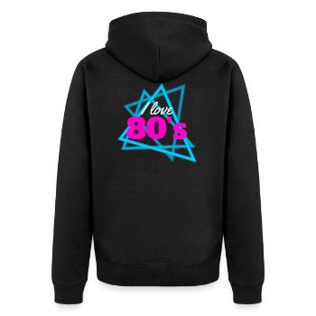 I love 80s - Unisex Premium Bio Zip Hoodie - Schwarz - Hinten - Nico (187cm)