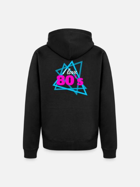 I love 80s - Unisex Premium Bio Zip Hoodie - Schwarz