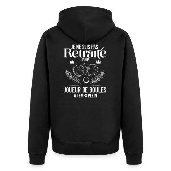 Joueur De Boules À La Retraite Humour Pétanque - Veste à capuche bio Premium Unisexe - noir - Dos - Nico (187cm)
