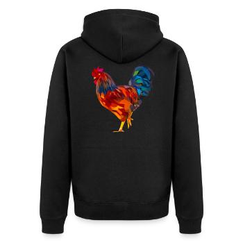 Rooster polygon, colorful - Unisex Premium Organic Zip Hoodie - black - Back - Nico (187cm)
