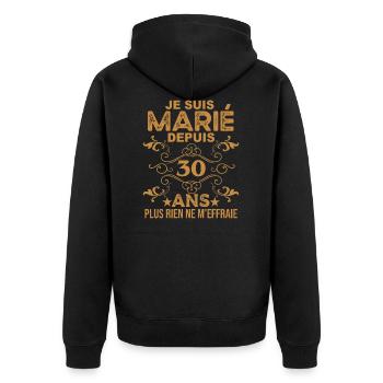 Cadeau Anniversaire De Mariage 30 Ans Mari Homme - Veste à capuche bio Premium Unisexe - noir - Dos - Nico (187cm)