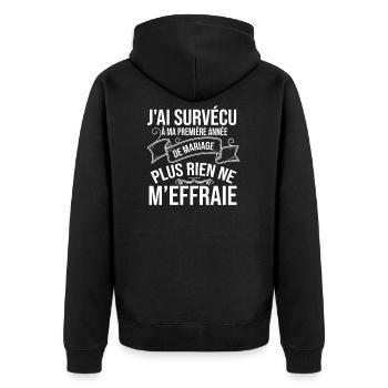 1 An De Mariage Humour Cadeau Anniversaire - Veste à capuche bio Premium Unisexe - noir - Dos - Nico (187cm)