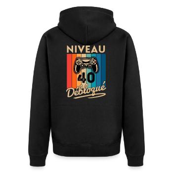 Cadeau Homme 40 ans Anniversaire Gamer Niveau 40 - Veste à capuche bio Premium Unisexe - noir - Dos - Nico (187cm)