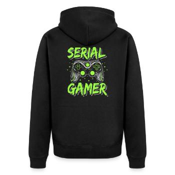 Serial Gamer Ado Geek Humour Jeux Vidéo - Veste à capuche bio Premium Unisexe - noir - Dos - Nico (187cm)