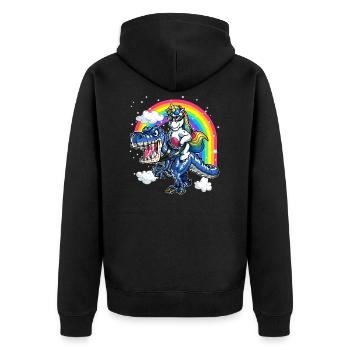 Licorne Sur T Rex Tyrannosaure Fête Anniversaire - Veste à capuche bio Premium Unisexe - noir - Dos - Nico (187cm)