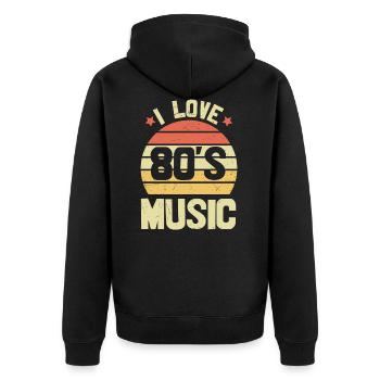 Retro Vintage 80er T-Shirt Lustig - Unisex Premium Bio Zip Hoodie - Schwarz - Hinten - Nico (187cm)