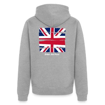 Britannique et fier - Veste à capuche bio Premium Unisexe - gris chiné - Dos - Nico (187cm)