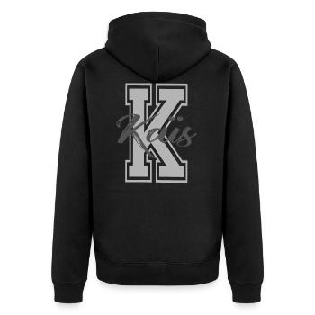 Kaïs personalisierten arabischen Vornamen Kais - Unisex Premium Bio Zip Hoodie - Schwarz - Hinten - Nico (187cm)