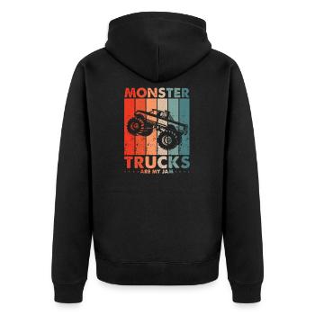 Vintage Monster Truck Are My Jam Retro engines - Unisex Premium Organic Zip Hoodie - black - Back - Nico (187cm)