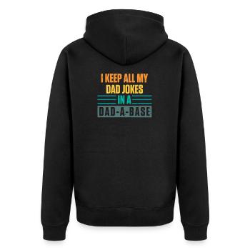 I Keep All My Dad Jokes In A Dad-A-Base Vintage - Unisex Premium Organic Zip Hoodie - black - Back - Nico (187cm)