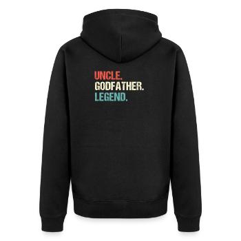 Retro Uncle Godfather Legend Vintage - Unisex Premium Bio Zip Hoodie - Schwarz - Hinten - Nico (187cm)