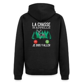Chasseur Idée Cadeau Original La Chasse M'appelle - Veste à capuche bio Premium Unisexe - noir - Dos - Nico (187cm)