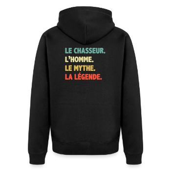 Le Chasseur L'homme Le Mythe La Légende Cadeau - Veste à capuche bio Premium Unisexe - noir - Dos - Nico (187cm)