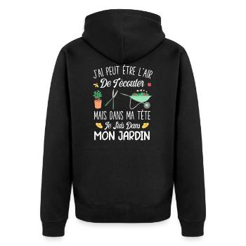 Idée Cadeau Jardinage Original Jardin Humour - Veste à capuche bio Premium Unisexe - noir - Dos - Nico (187cm)