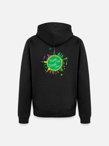 Travell-Well Travell-Often - Unisex Premium Organic Zip Hoodie - black