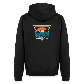 San Diego CA California Van Life Surfer USA - Unisex Premium Bio Zip Hoodie - Schwarz - Hinten - Nico (187cm)