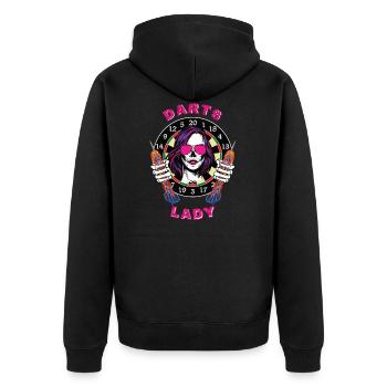 Dart Lady 180 Dartboard Fire Glasses Woman - Unisex Premium Organic Zip Hoodie - black - Back - Nico (187cm)