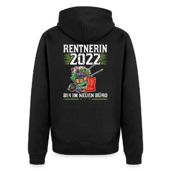 Rentnerin 2022 Rente Gärtnerin Garten - Unisex Premium Bio Zip Hoodie - Schwarz - Hinten - Nico (187cm)