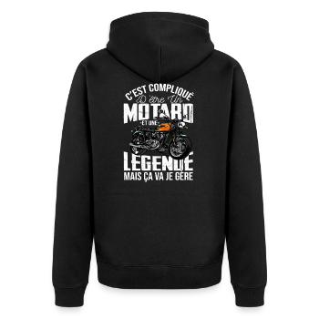 Motard De Légende Humour Homme Cadeau Moto - Veste à capuche bio Premium Unisexe - noir - Dos - Nico (187cm)
