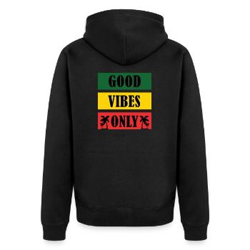 Good Vibes Only Rasta Reggae Roots - Unisex Premium Bio Zip Hoodie - Schwarz - Hinten - Nico (187cm)