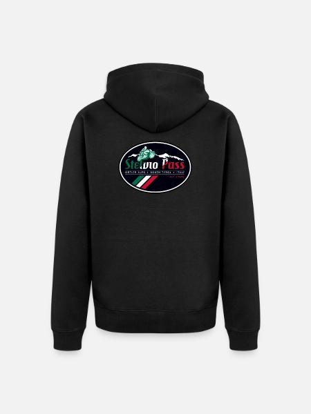 Stelvio Pass Sticker T Shirt Ontwerp 03 - Uniseks Premium bio ziphoodie - zwart