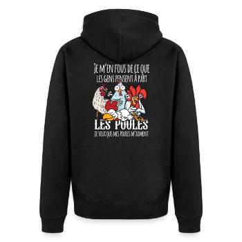 Poules T-shirt Humour Fermier Cadeau Rigolo - Veste à capuche bio Premium Unisexe - noir - Dos - Nico (187cm)