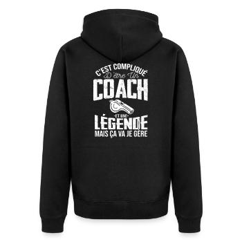 Coach De Légende Humour Coaching Sportif Cadeau - Veste à capuche bio Premium Unisexe - noir - Dos - Nico (187cm)