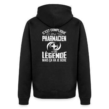 Pharmacie De Légende Humour Pharmacien Cadeau - Veste à capuche bio Premium Unisexe - noir - Dos - Nico (187cm)