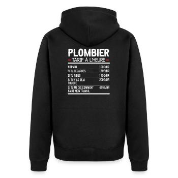 Plombier Idée Cadeau Humour Plomberie - Veste à capuche bio Premium Unisexe - noir - Dos - Nico (187cm)