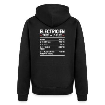 Électricien Idée Cadeau Humour - Veste à capuche bio Premium Unisexe - noir - Dos - Nico (187cm)